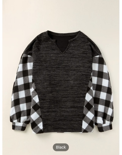 Black and White Buffalo Plaid Flannel Shirt for Women Oversized Long Sleeve Casual Blouse Comfortable Chic Cardigan Breathable Top - Bucket 1